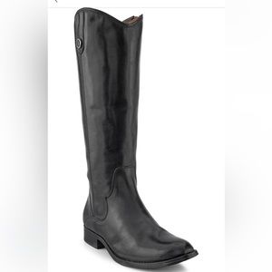 Frye Black Leather Knee-High Melissa Button Boots with Box